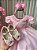 Vestido Belle Fille Rosa Bebe Gola de Perolas - Imagem 2