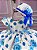 Vestido Miss Cherry Chapeu Florido Poa Azul Royal - Imagem 3