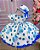 Vestido Miss Cherry Chapeu Florido Poa Azul Royal - Imagem 1