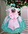 Vestido Marie Jardim Encantado Realeza Rosa Renda Verde Tiffany - Imagem 4