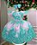Vestido Marie Jardim Encantado Realeza Rosa Renda Verde Tiffany - Imagem 1