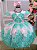 Vestido Marie Jardim Encantado Realeza Rosa Renda Verde Tiffany - Imagem 1