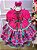 Vestido Bella Child Junino Quadrilha Flor do Sertão Luxo Pink - Imagem 7