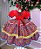 Vestido Bella Child Junino Quadrilha das Flores Vermelho Luxo - Imagem 4