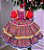 Vestido Bella Child Junino Quadrilha das Flores Vermelho Luxo - Imagem 1