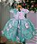 Vestido Marie Jardim Encantado Luxo Rosa e Verde Tiffany - Imagem 1