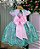 Vestido Marie Jardim Encantado Luxo Rosa e Verde Tiffany - Imagem 4