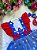 Romper/Vestido Princesa Belli Galinha Pintadinha Azul e Vermelho - Imagem 2