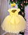 Vestido Menina Bonita Amarelo Borboletas Peito Tule - Imagem 4