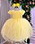 Vestido Menina Bonita Amarelo Borboletas Peito Tule - Imagem 1