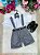 Conjunto Miss Cherry Meninos Social Shorts Ravi Cinza Grafite - Imagem 1