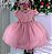 Vestido Menina Bonita Bianca Peito Perolas Rose - Imagem 1