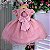 Vestido Menina Bonita Bianca Peito Perolas Rose - Imagem 3
