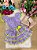 Conjunto Junino Banana Club Luxo Sofia Xadrez Lilas - Imagem 1