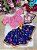 Conjunto Junino Banana Club Luxo Mirela Saia Florida Azul - Imagem 3