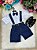 Conjunto Miss Cherry Meninos Social Shorts Ravi Azul Marinho - Imagem 1