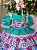 Vestido Bella Child Junino Forró Junino Verde Tiffany - Imagem 6