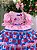 Vestido Bella Child Junino Caipira Luxo Florzinhas Rosa - Imagem 4