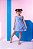 Vestido Blogueirinha Jojo Flor Azul - Imagem 1