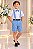 Conjunto Miss Cherry Meninos Social Shorts Ravi Azul Claro - Imagem 1