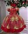 Vestido Marie Marcelina Jardim Encantado Vermelho com Dourado - Imagem 1