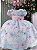 Vestido Ysa Kids Jardim Florido Elisa Azul Bebe - Imagem 2