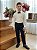 Conjunto Social Miss Cherry Henrique Bege Calça Preta - Imagem 1