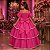 Vestido Banana Club Longo Safira Rosa Chiclete - Imagem 2
