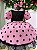 Vestido Banana Club Melody Rosa Poa Preto - Imagem 4