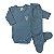 Conjunto body e calça azul em suedine - Imagem 1