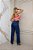 Calça jeans Wide Leg Pantalona azul básica lisa cintura alta - Imagem 7