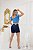 Bermuda jeans azul feminina meia coxa barra desfiada - Imagem 5