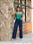 Calça jeans feminina Wide Leg azul rasgada cintura alta - Imagem 1
