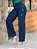 Calça jeans feminina Wide Leg azul rasgada cintura alta - Imagem 6