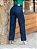 Calça jeans feminina Wide Leg azul rasgada cintura alta - Imagem 4