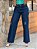 Calça jeans feminina Wide Leg azul rasgada cintura alta - Imagem 2