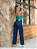 Calça jeans feminina Wide Leg azul rasgada cintura alta - Imagem 3