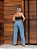 Calça jeans feminina Wide Leg básica clara cintura alta - Imagem 7