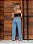 Calça jeans feminina Wide Leg básica clara cintura alta - Imagem 3