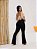 Calça jeans flare preta rasgada com bolsos funcionais - Imagem 3