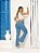 Calça jeans flare azul rasgada com bolso funcional feminina - Imagem 3