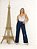 Calça jeans Wide Leg azul rasgada cintura alta - Imagem 7