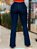 Calça jeans flare azul feminina rasgada de bolsos funcionais - Imagem 4