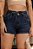 Short feminino jeans premium azul com lycra cordão no cós - Imagem 2
