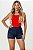 Short feminino jeans premium azul botões penses frontal - Imagem 1