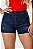 Short feminino jeans premium azul botões penses frontal - Imagem 2