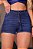 Short feminino jeans premium azul com bolsos e cordão no cós - Imagem 2