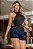Short feminino jeans premium azul com bolsos penses frontal - Imagem 5