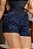 Short feminino jeans premium azul com bolsos penses frontal - Imagem 6