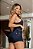 Short feminino jeans premium azul com bolsos penses frontal - Imagem 3